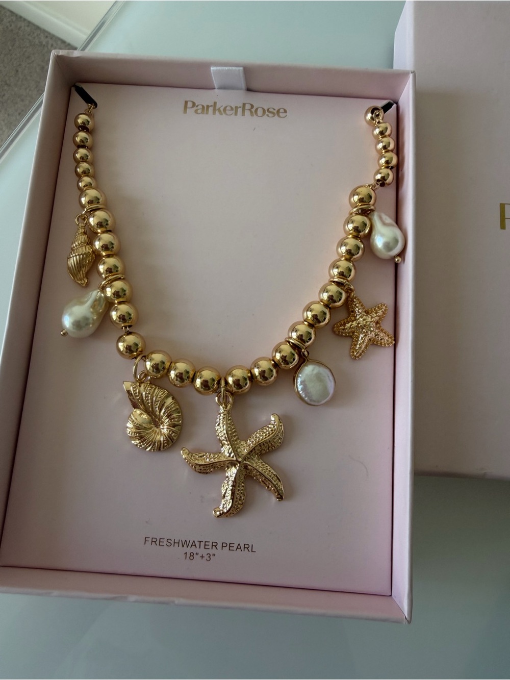 Parker Rose Gold-Tone Sea Charm Necklace with Pearls